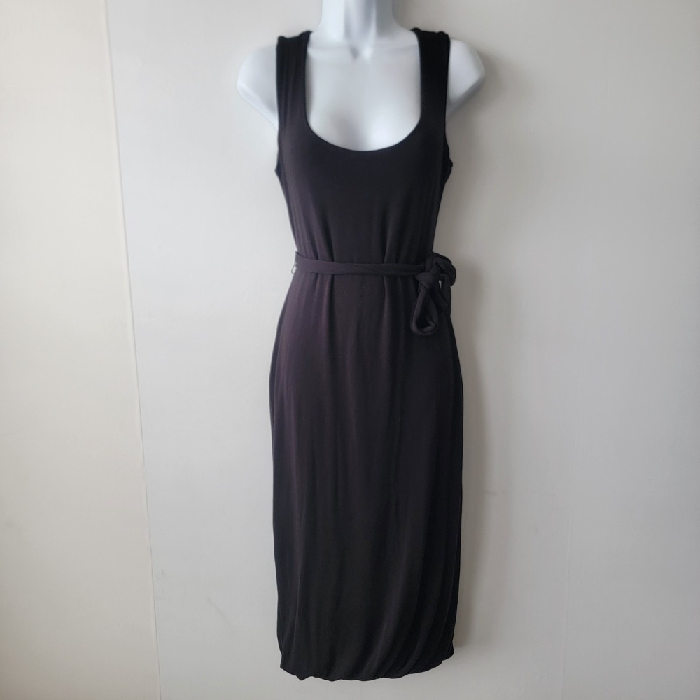 Amour vert women's back cut out twist tie waist dress size s sleeveless black